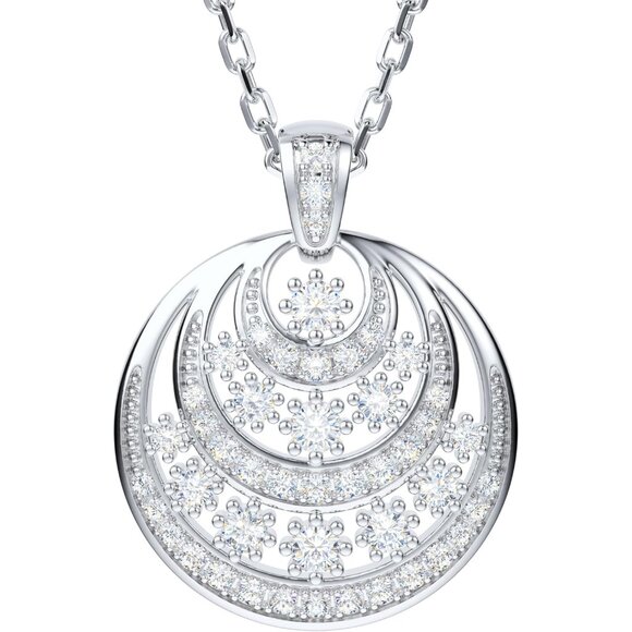 Genuine Moissanite Sterling Silver Sun and Moon Pendant Necklace Adjustable Cha